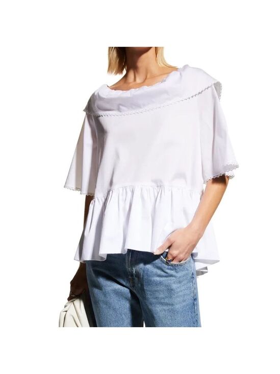 Harshman Tops - Harshman Amoret Peplum Blouse in White Size XS 100% Cotton NWT